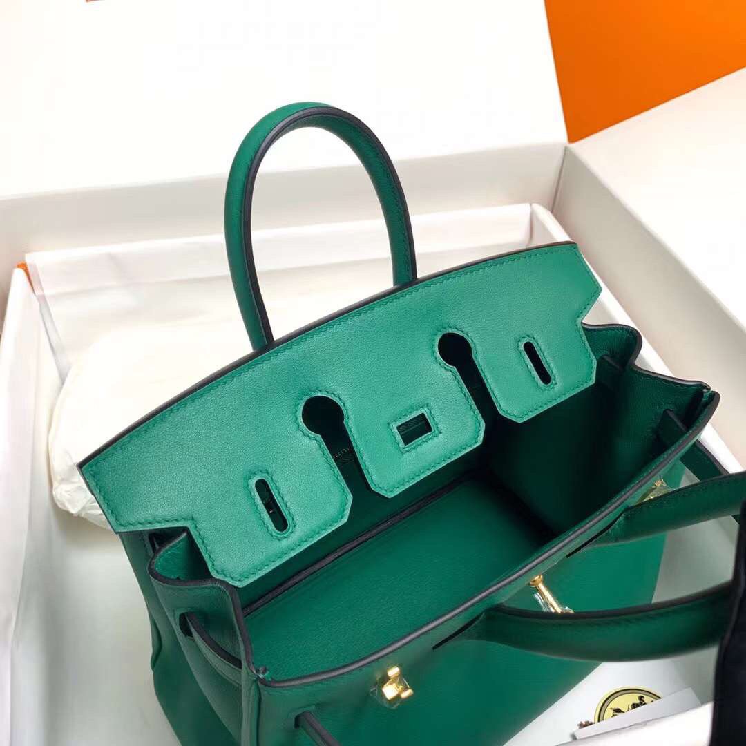 Hermes Birkin 25CM Swift Leather Handbag Green